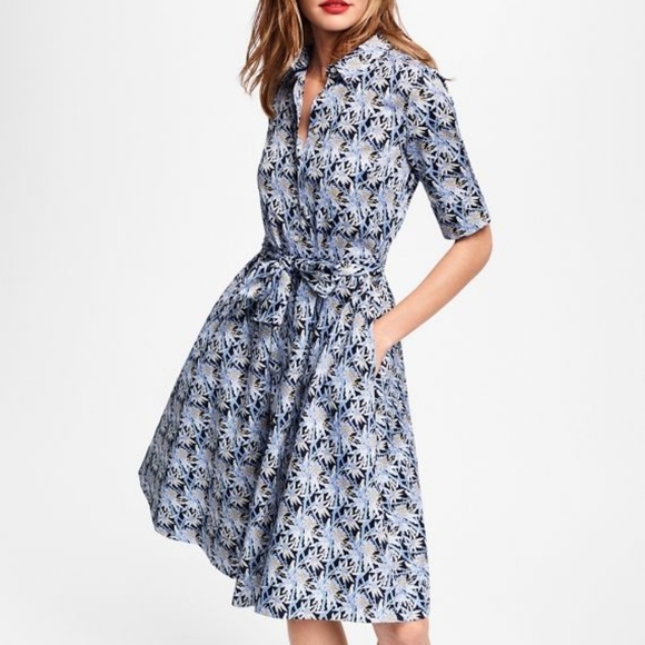 Brooks Brothers Dresses & Skirts - Brooks Brothers Bamboo Print Sateen Shirt Dress